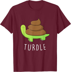 TURDLE Turtle Lover Poop Turd Pun Graphic Humor Novelty Gag T-Shirt - T-Shirt | Maroon