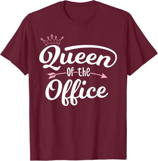 Queen Of The Office - Teacher School Office Secretary T-Shirt - T-Shirt | Maroon