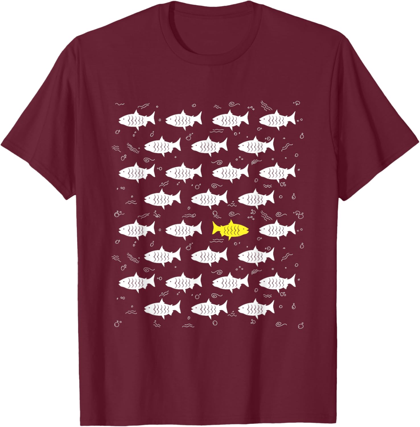 Fish Swimming Against the Ocean and against Current design T-Shirt - T-Shirt | Maroon