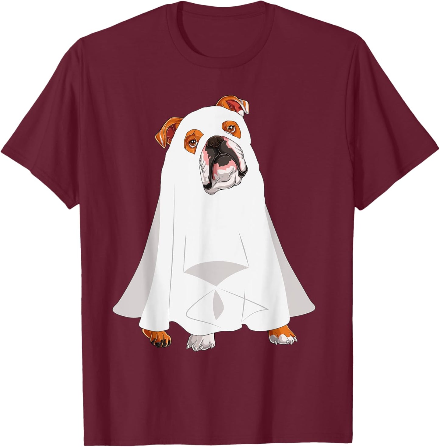 English Bulldog Ghost Pumpkin Halloween Fall Dog Lover Women T-Shirt - T-Shirt | Maroon