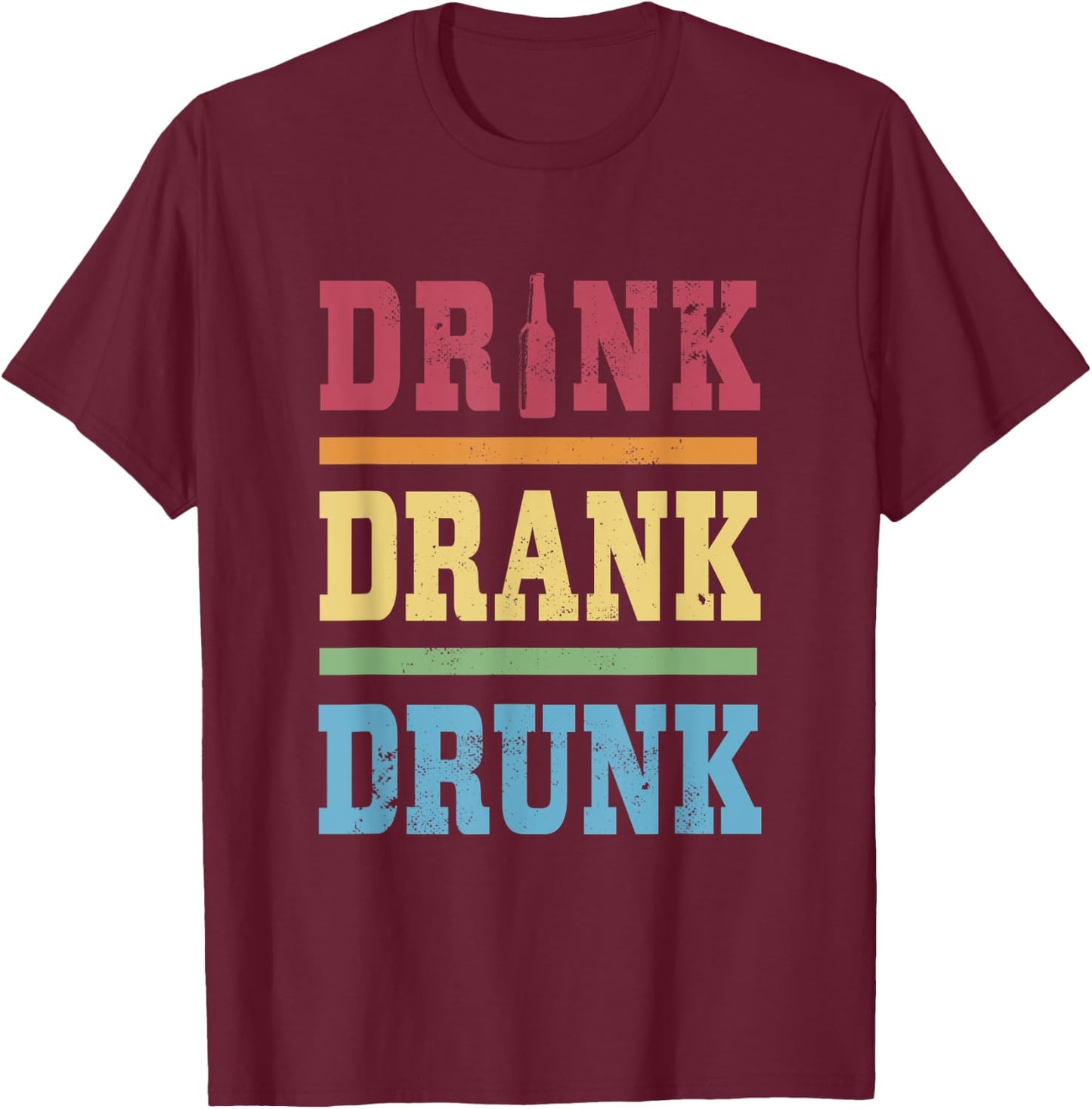 Retro Beer Drinker Drink Drank Drunk Funny T-Shirt - T-Shirt | Maroon