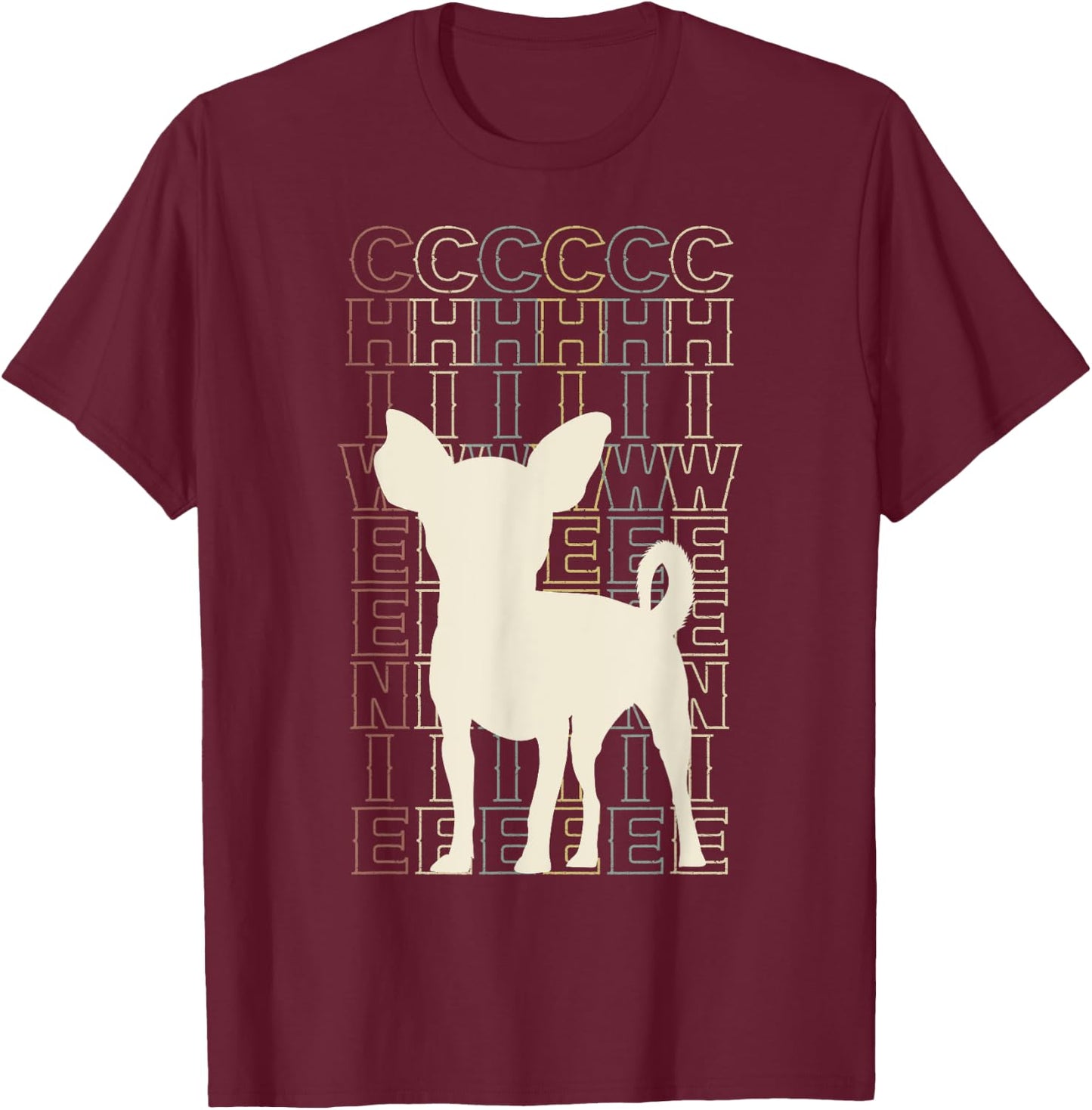 Cute Retro Chiweenie Silhouette Gift design for Chiweenies T-Shirt - T-Shirt | Maroon