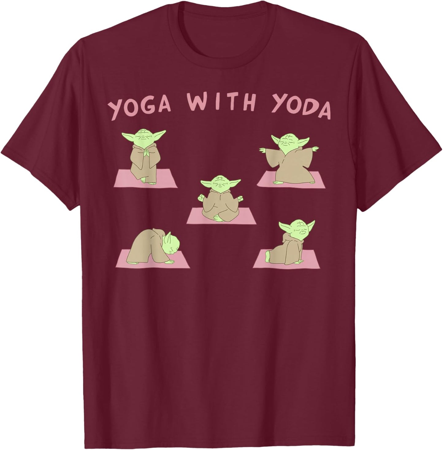 Star Wars Yoga With Yoda T-Shirt - T-Shirt | Maroon