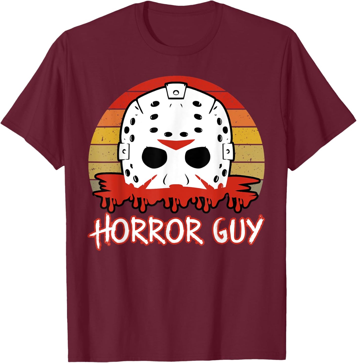 Horror Guy 80s Horror Slasher Movie Fan Halloween T-Shirt - T-Shirt | Maroon