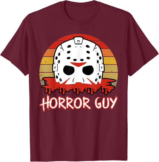 Horror Guy 80s Horror Slasher Movie Fan Halloween T-Shirt - T-Shirt | Maroon