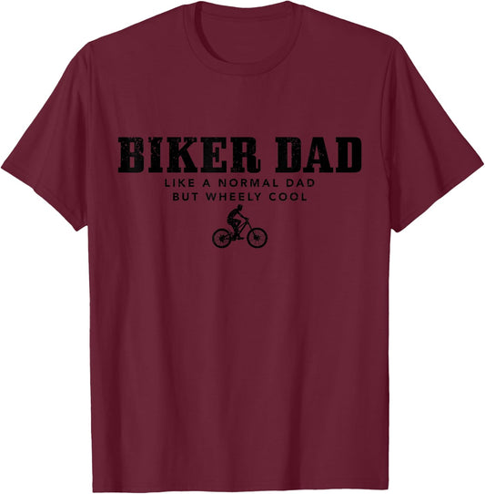 Biker Dad Mountain Bike Funny MTB Father's Day Cyclist Gift T-Shirt - T-Shirt | Maroon