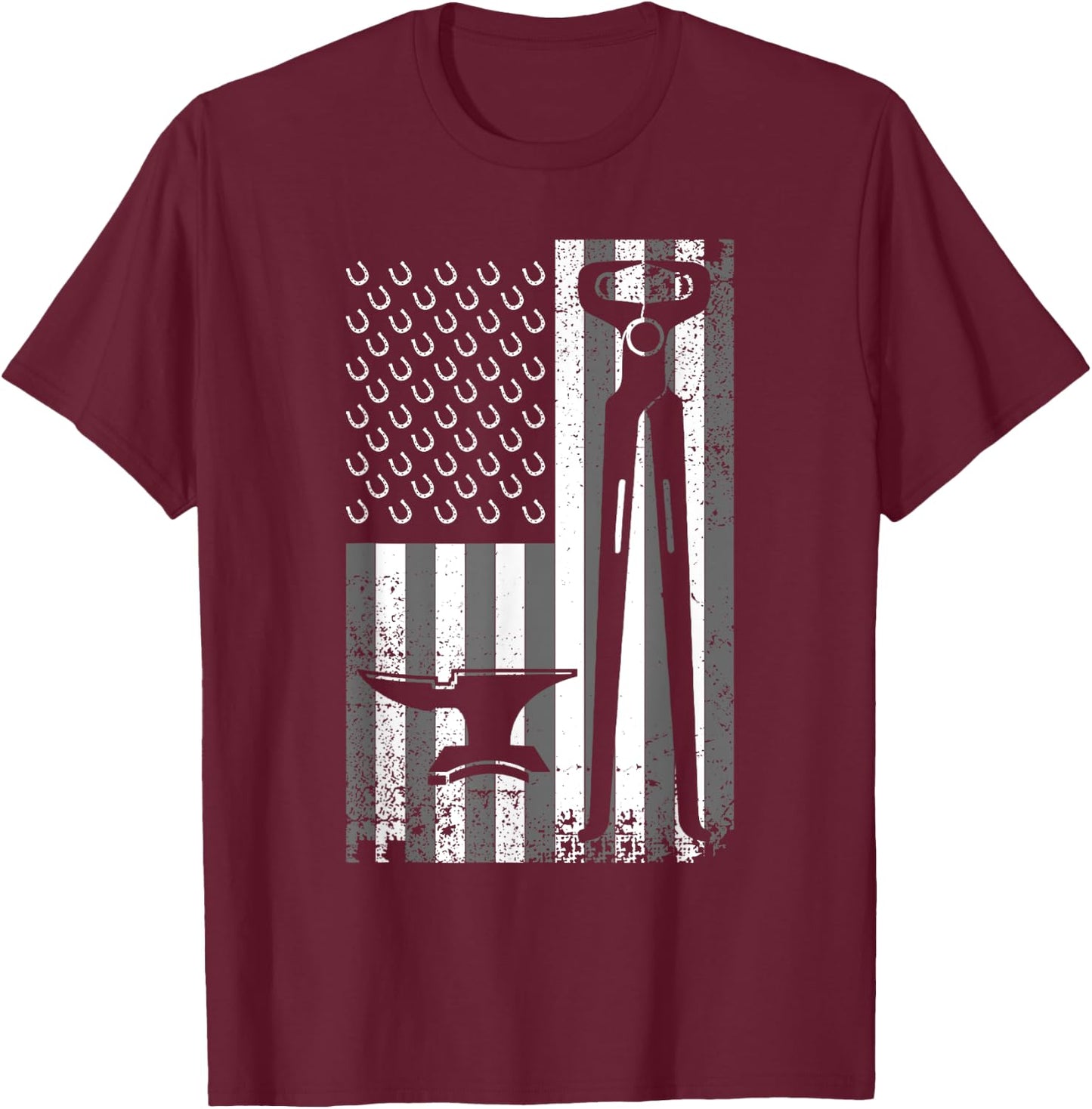Funny Farrier Gift Cool Farrier Tools American Flag T-Shirt - T-Shirt | Maroon