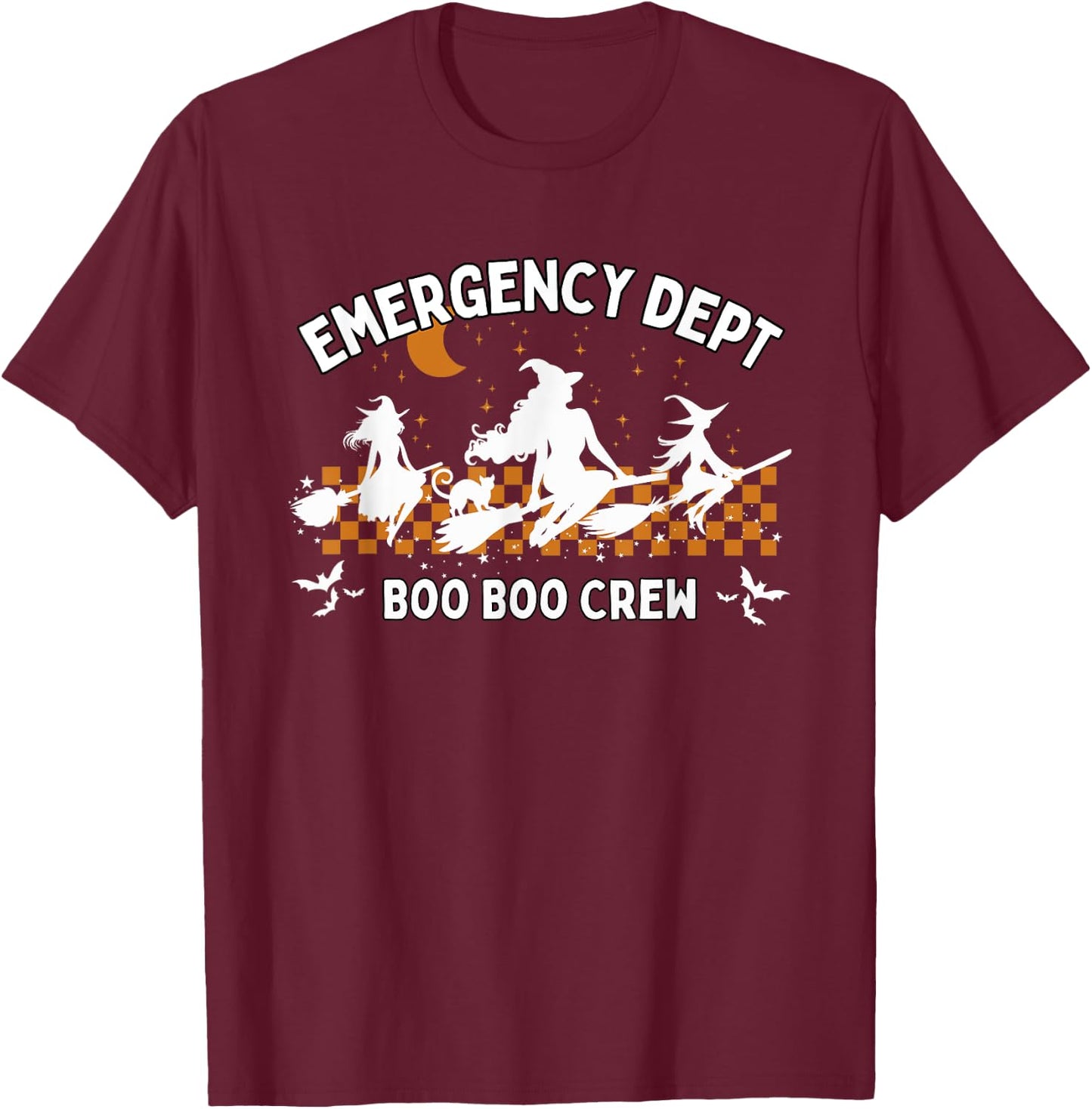 Boo Boo Crew Emergency Dept Halloween Retro ER Crew Apparel T-Shirt - T-Shirt | Maroon