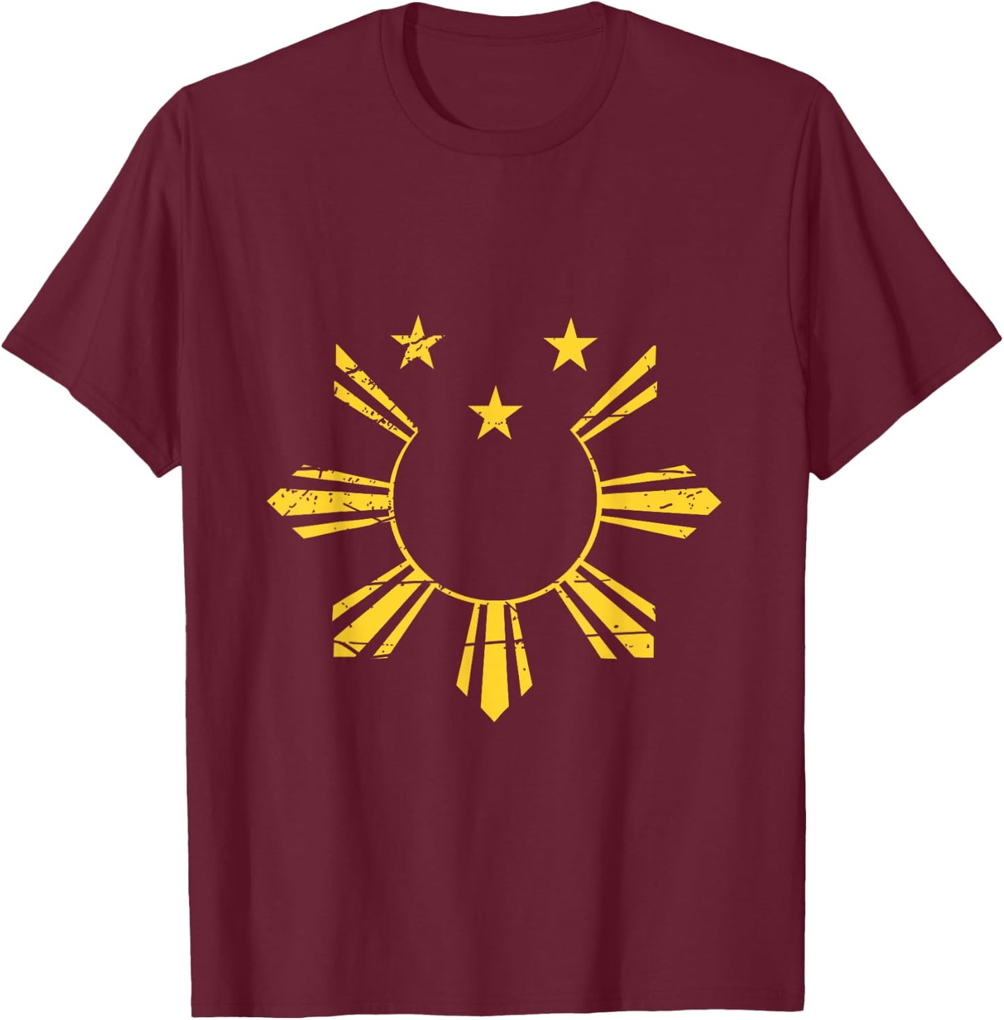 Retro Filipino Flag Philippines T-Shirt - T-Shirt | Maroon