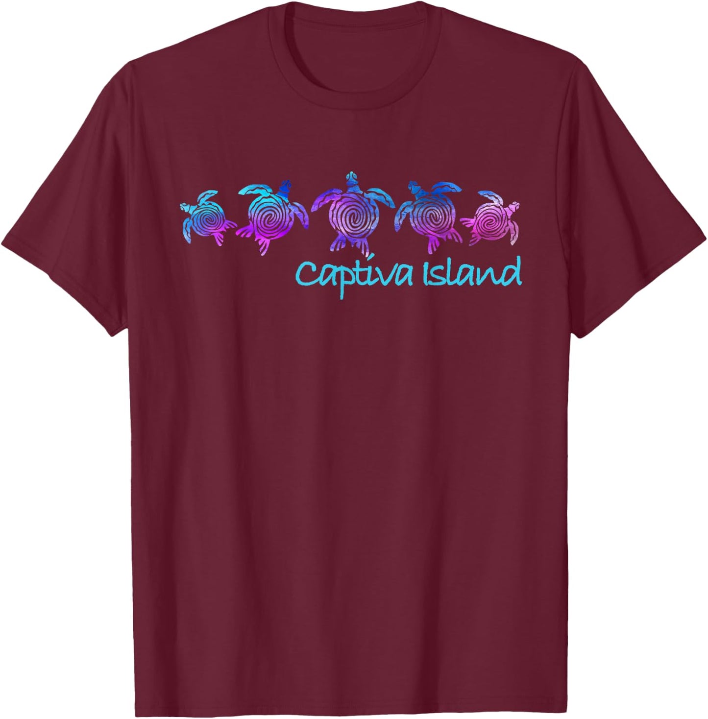 Captiva Island Beach Design / Tribal Turtle Gift T-Shirt - T-Shirt | Maroon