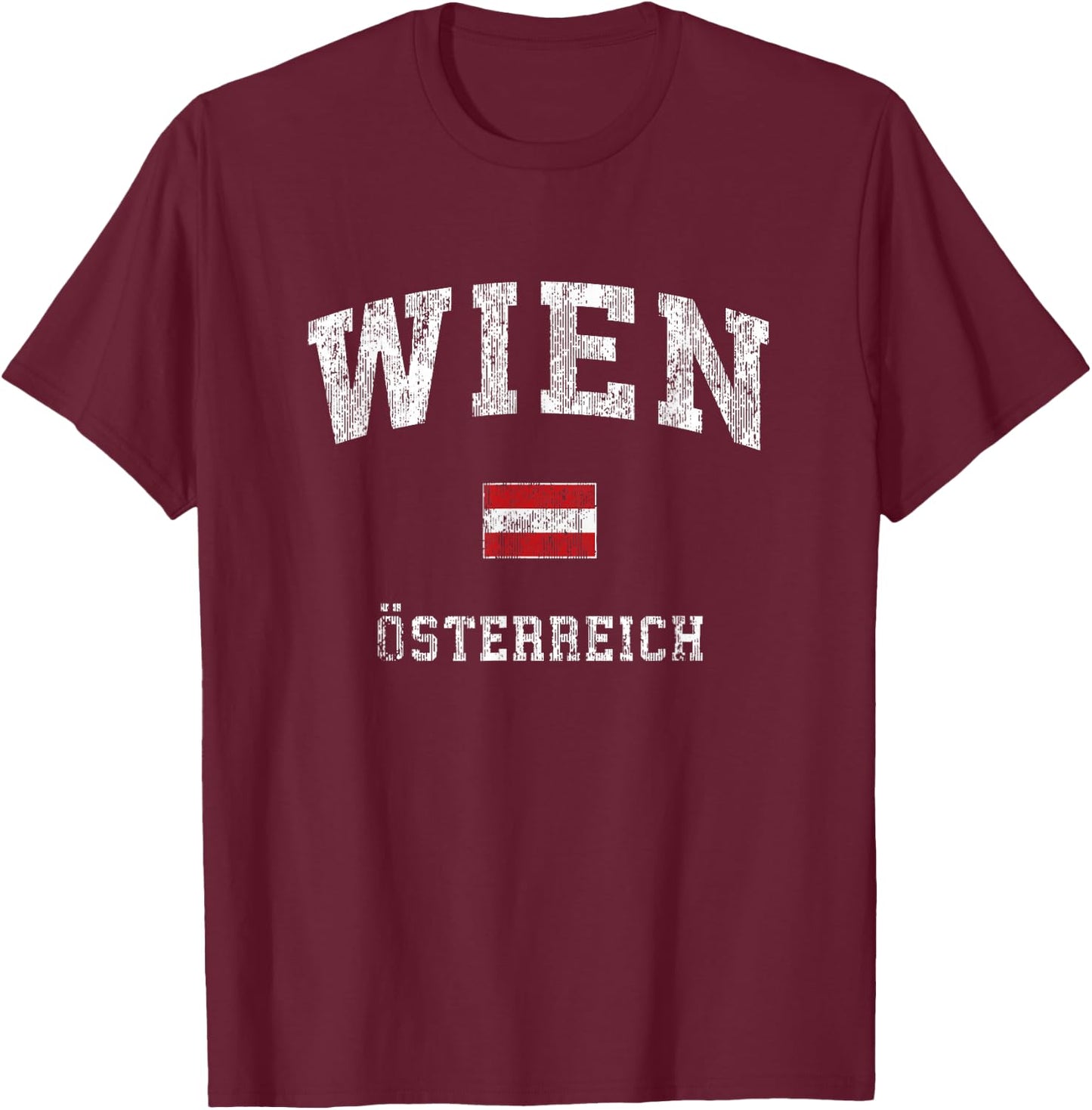 Vienna Austria Vienna Vintage Athletic Sports Design T-Shirt - T-Shirt | Maroon