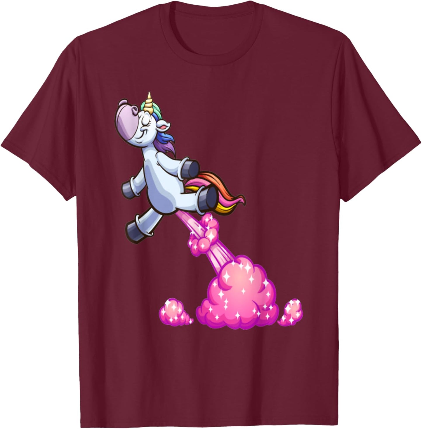 Farting Unicorn Funny Unicorn Rainbow Farts T-Shirt - T-Shirt | Maroon