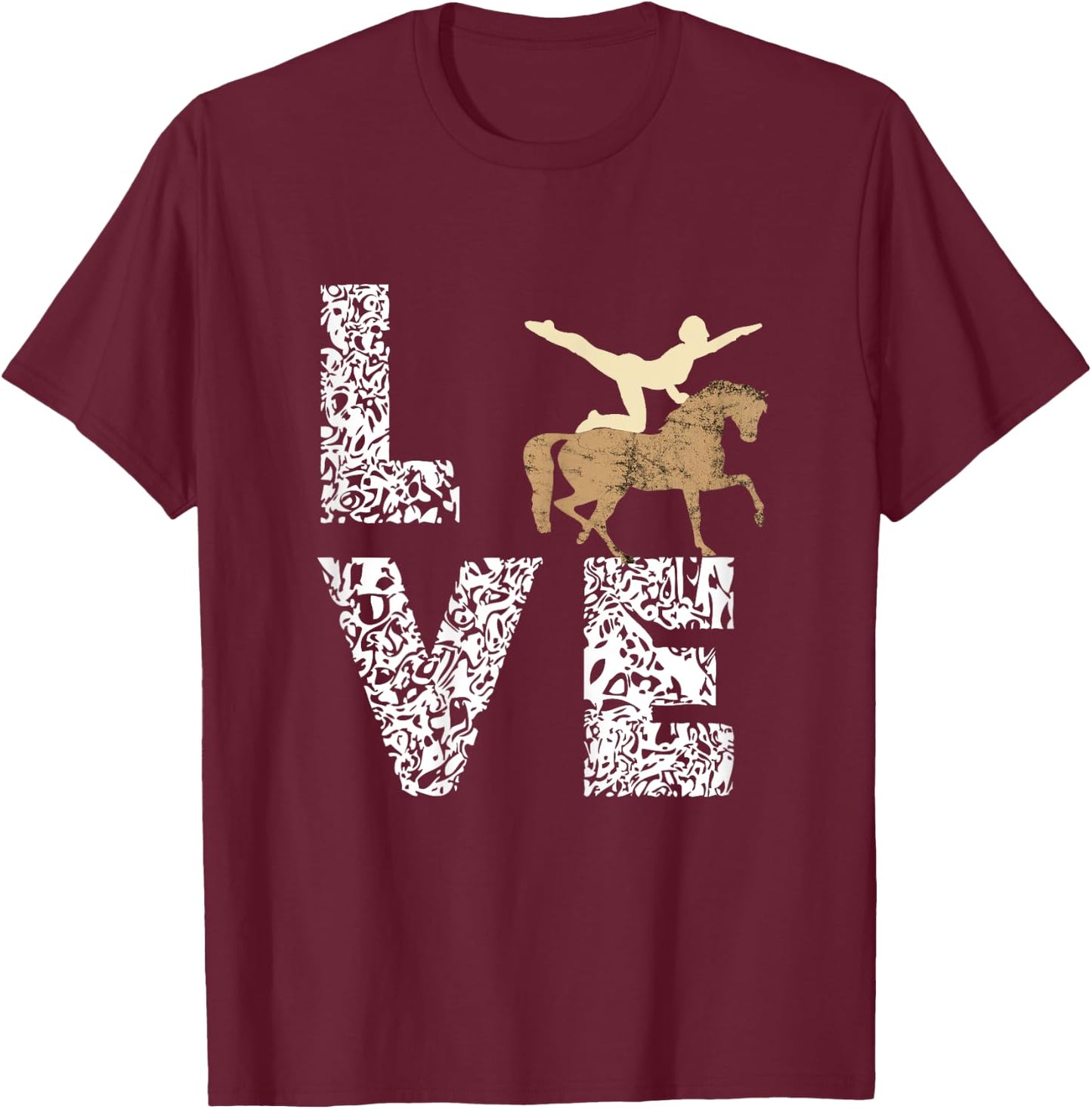 Pferdesport Reitsport Pferdenarr Vaulting Horses Acrobatics Gymnastics - Women's X-Small Black Short Sleeve Classic Fit Horse Riding T-Shirt - T-Shirt | Maroon