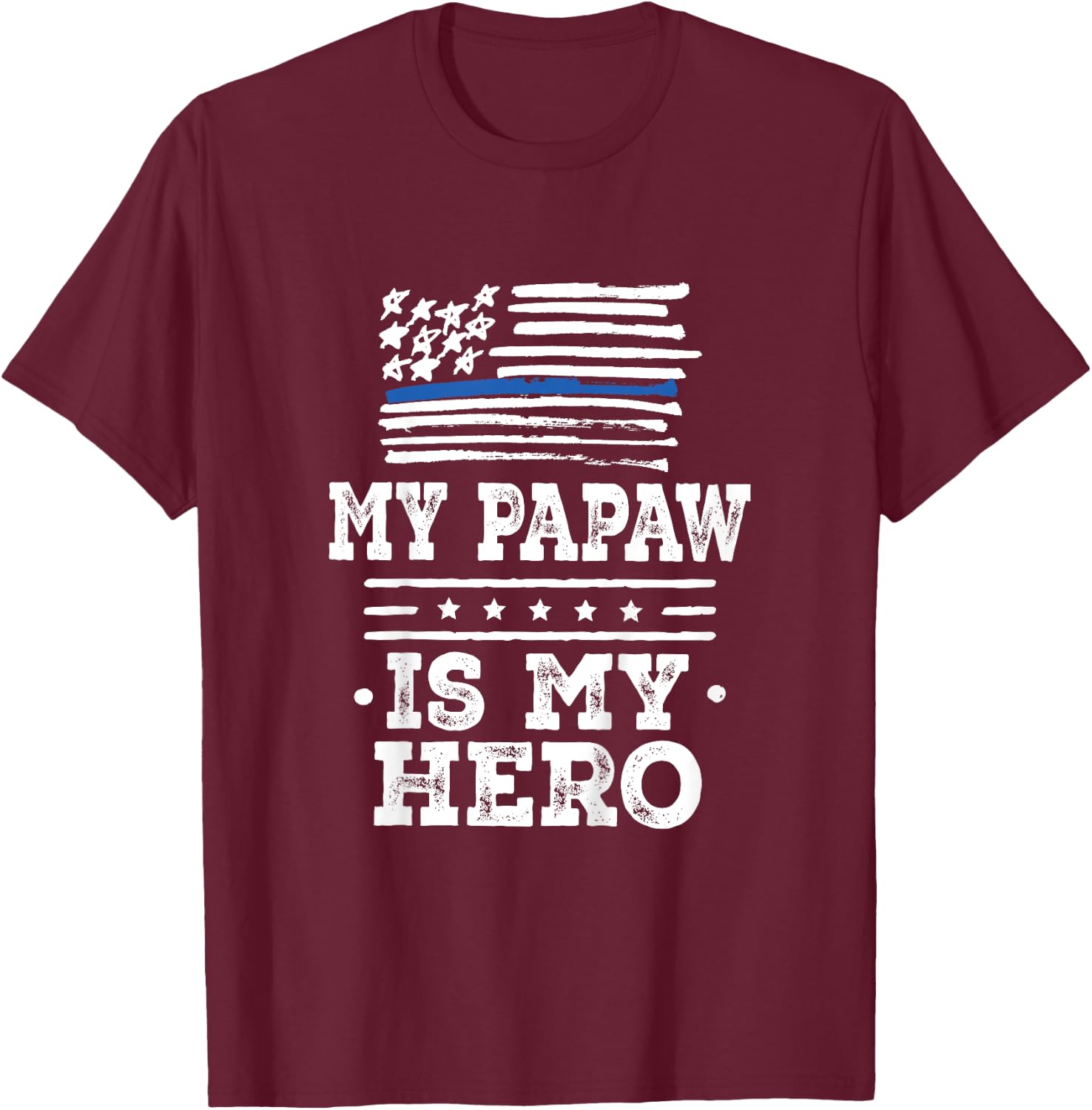 Kids Police Officer Papaw is my Hero T-Shirt - T-Shirt | Maroon