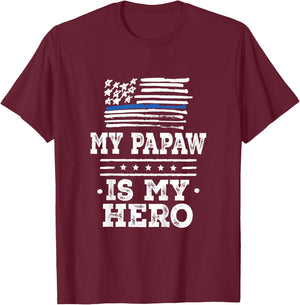 Kids Police Officer Papaw is my Hero T-Shirt - T-Shirt | Maroon