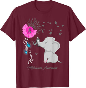 Elephant Melanoma Awareness - Melanoma Ribbon Gifts T-Shirt - T-Shirt | Maroon