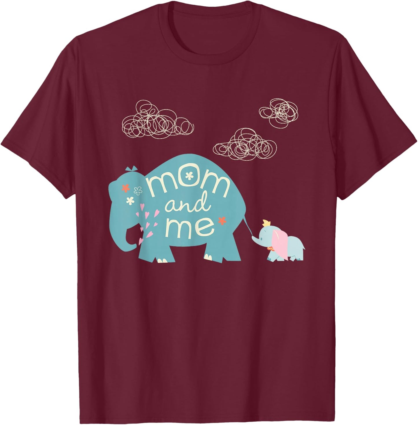 Disney Dumbo Cute Elephant Mom and Me Mother's Day T-Shirt - T-Shirt | Maroon