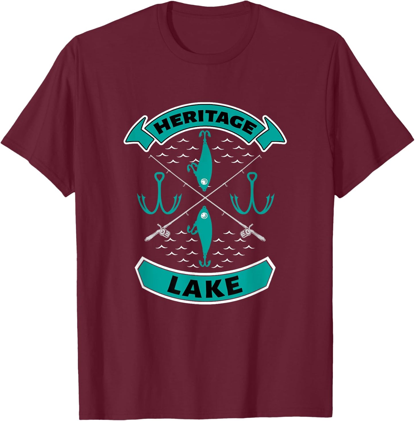 Heritage Lake Indiana Bass Fishing T-Shirt - T-Shirt | Maroon