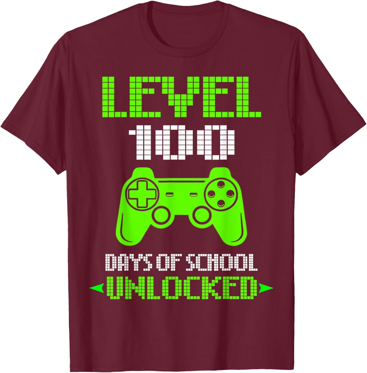 100th Day Of School Shirt Kids Video Games Boy Gift Gamer T-Shirt - T-Shirt | Maroon