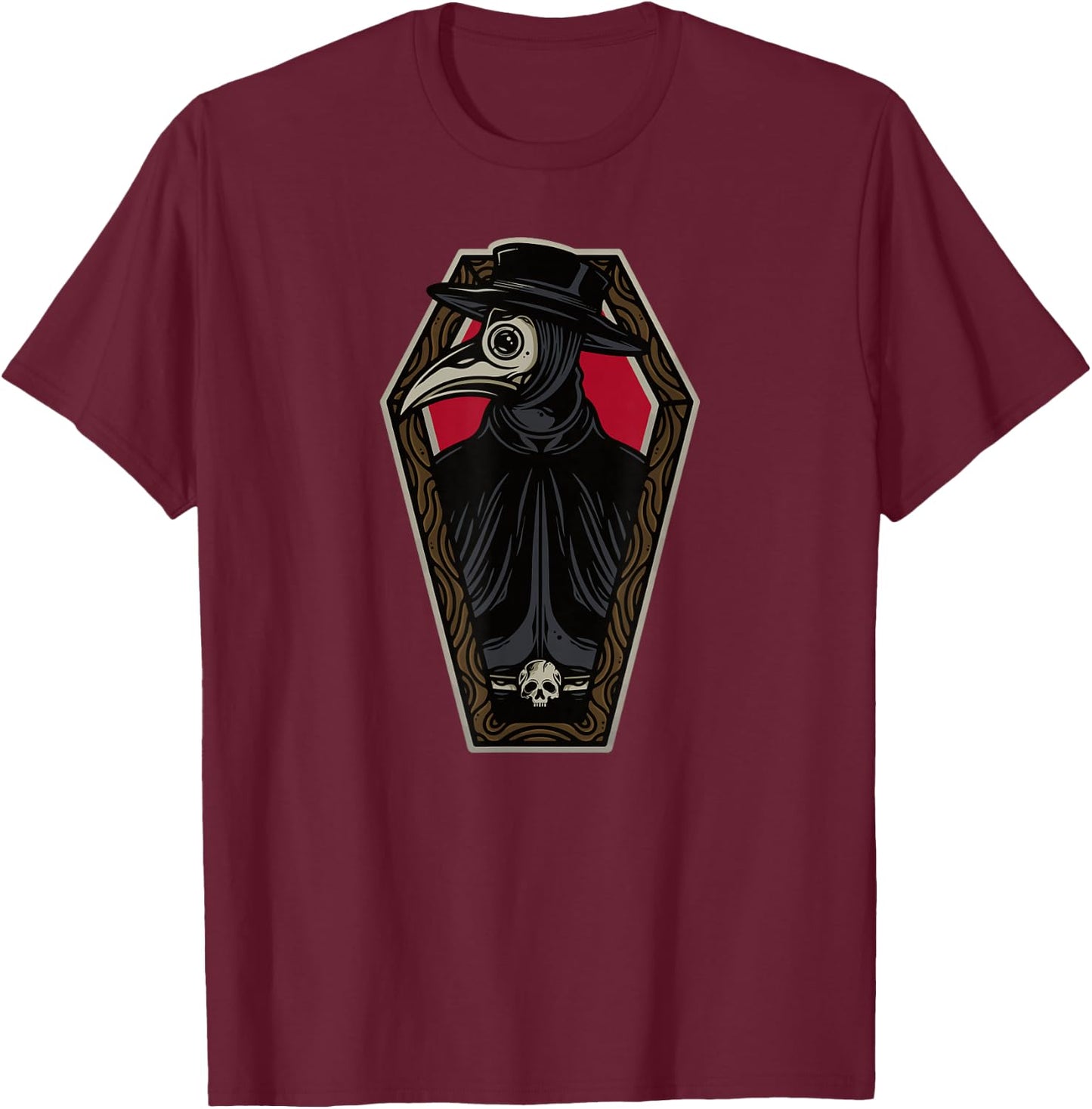 Steampunk Victorian - Steam Powered Engine Plague Doctor T-Shirt - T-Shirt | Maroon