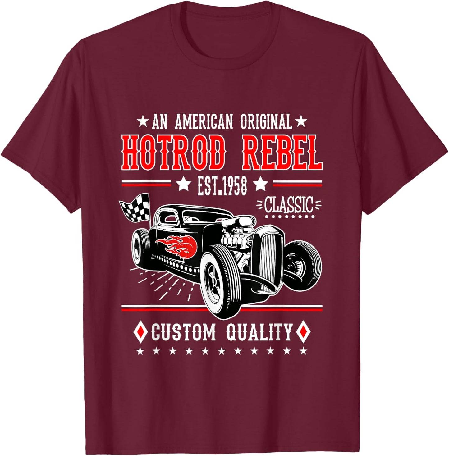 Hot Rod Rockabilly Clothing 50s Sock Hop Vintage Classic Car T-Shirt - T-Shirt | Maroon