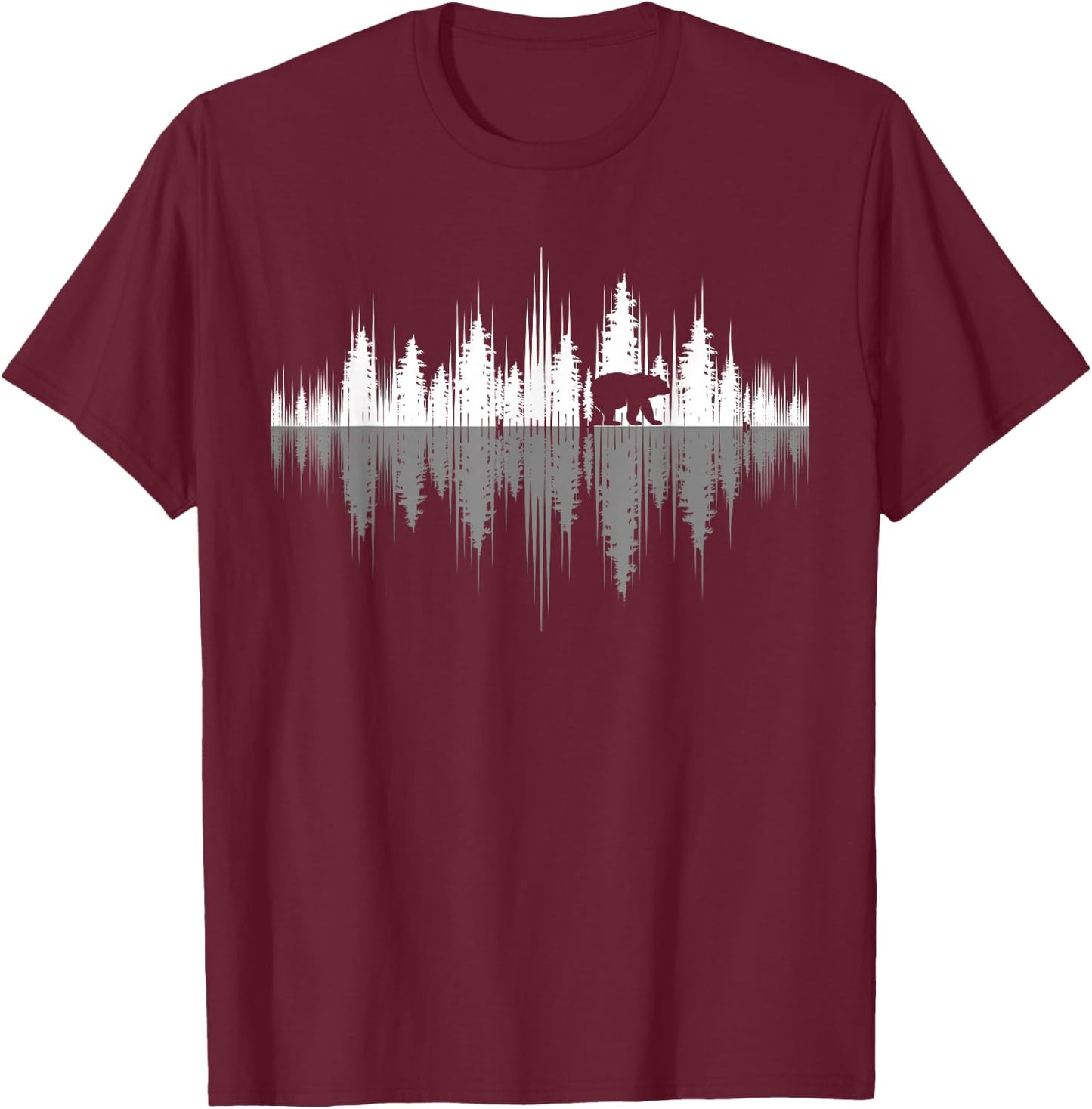 Wildlife Animal Outdoor Trees Reflection Forest Nature Bear T-Shirt - T-Shirt | Maroon