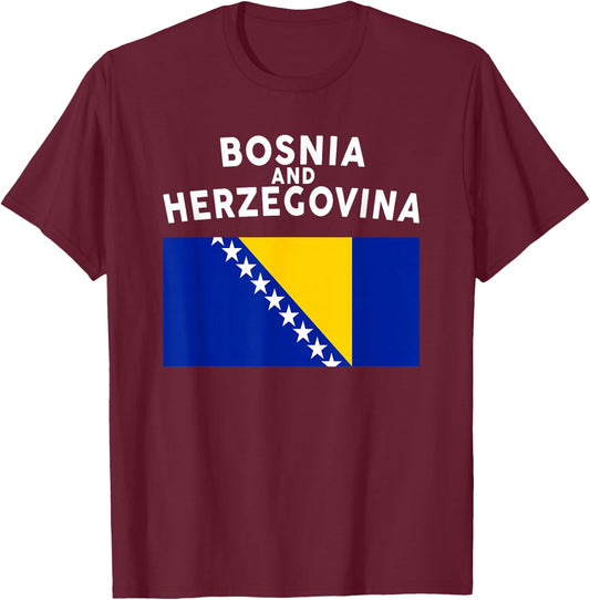 Bosnia & Herzegovina Flag Bosnian Pride Men Women Kids Gifts T-Shirt - T-Shirt | Maroon
