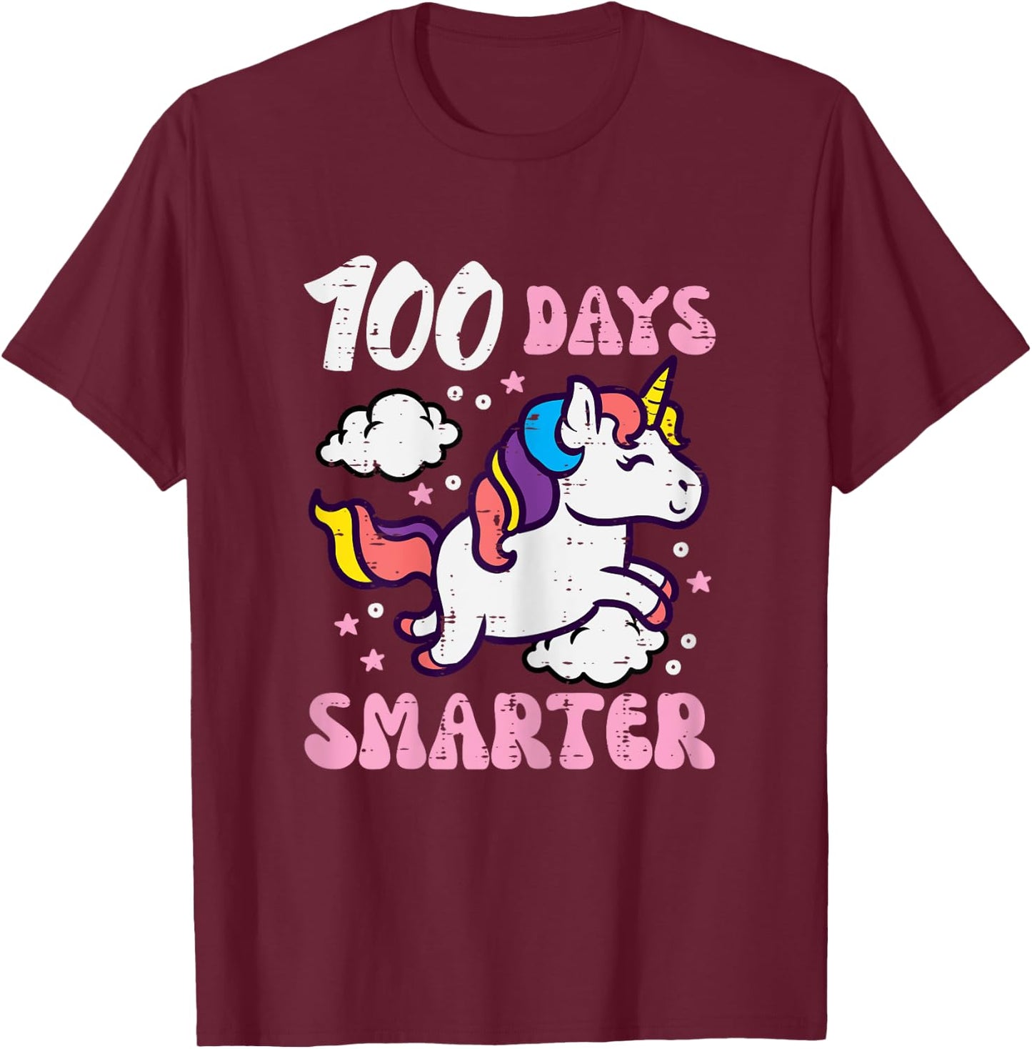 100 Days Smarter Unicorn 100th Day School Toddler Girls Kids T-Shirt - T-Shirt | Maroon