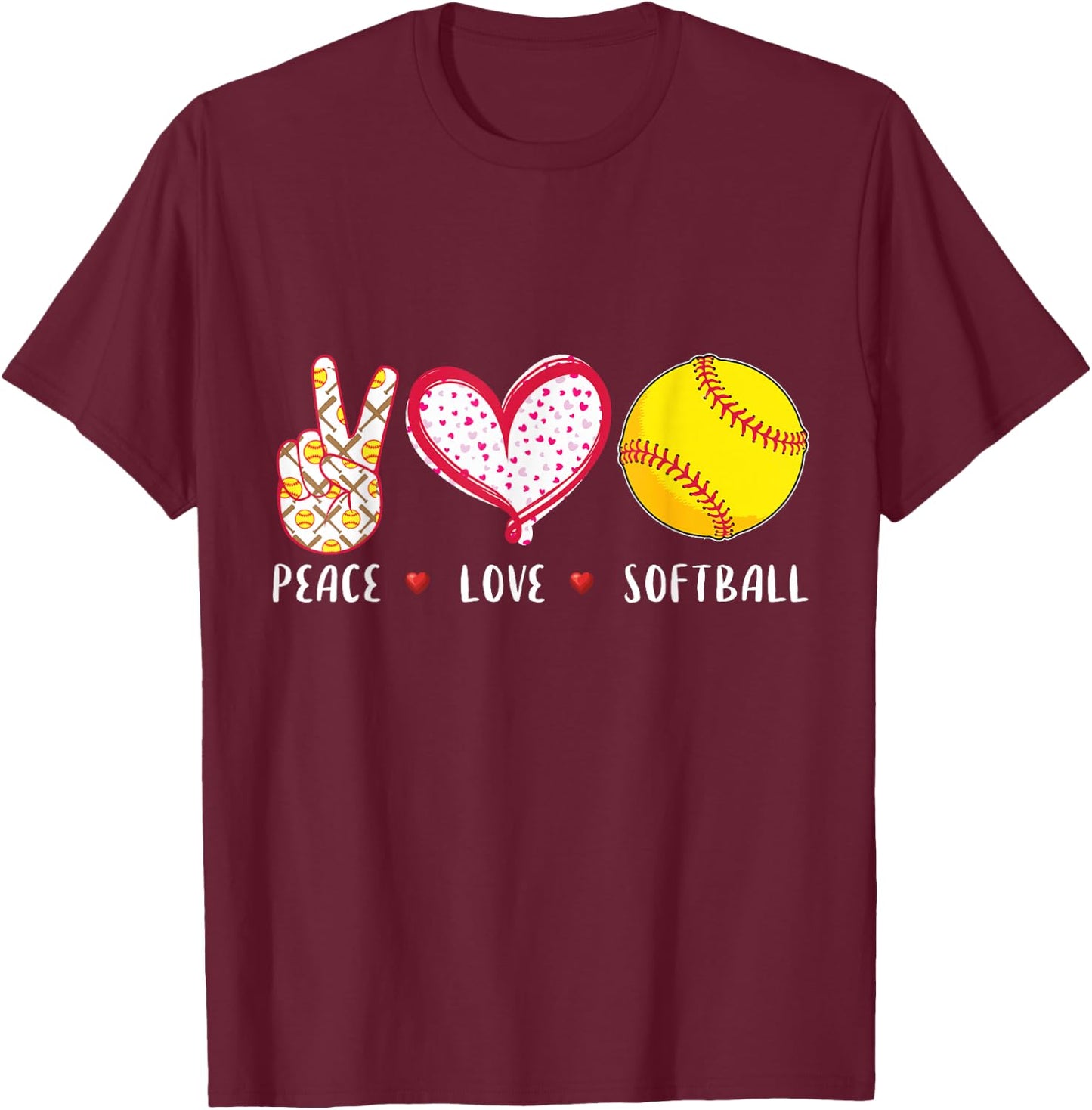 peace love softball Gift coach T-Shirt - T-Shirt | Maroon