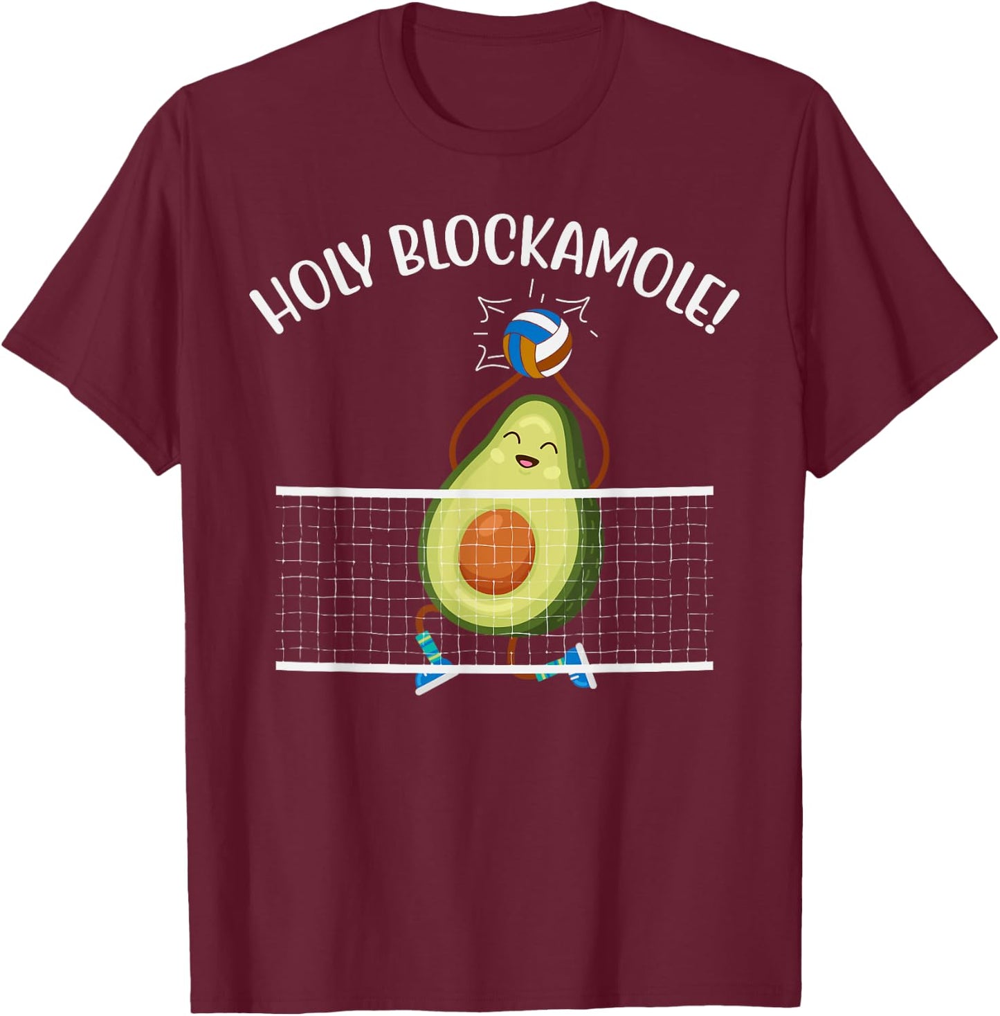 Holy Blockamole Volleyball Cute Funny T-Shirt - T-Shirt | Maroon
