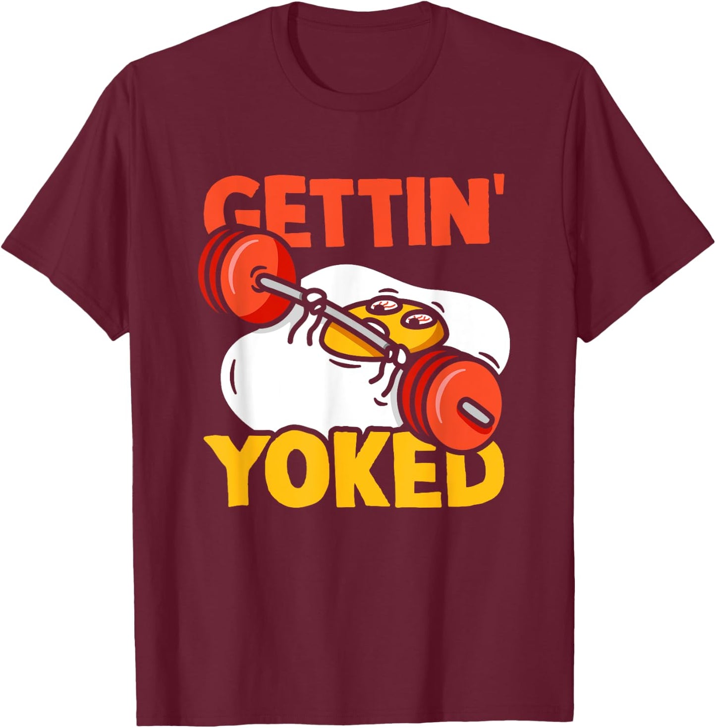 Weightlifter Getting Yoked Training Funny Bodybuilding Gym T-Shirt - T-Shirt | Maroon