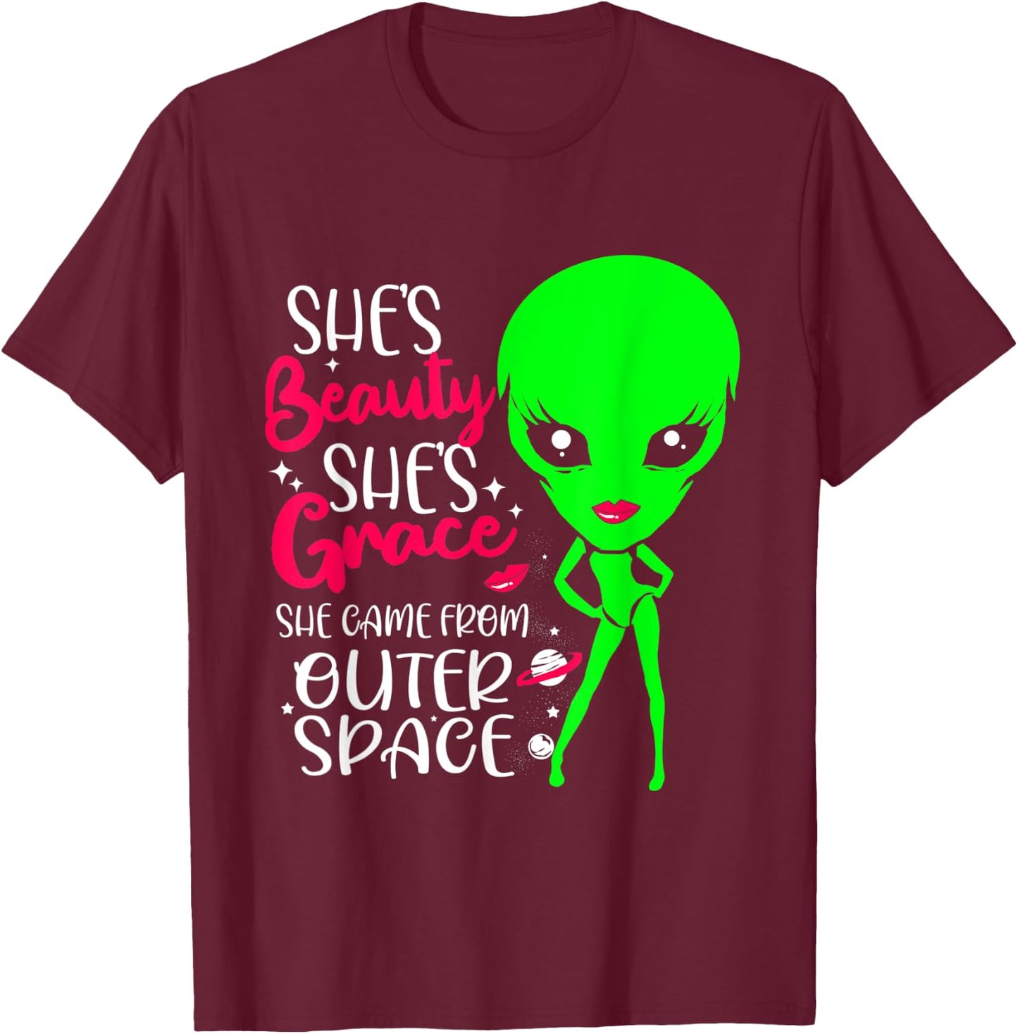 Outer Space Alien Costume Women T-Shirt - T-Shirt | Maroon