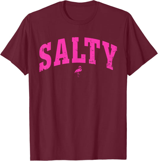 Salty Ocean Flamingo Life Coastal Summer Beach Girl Trendy T-Shirt - T-Shirt | Maroon