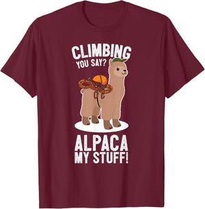 Rock Climber Mountain Bouldering I Alpaca Climbing Gear T-Shirt - T-Shirt | Maroon