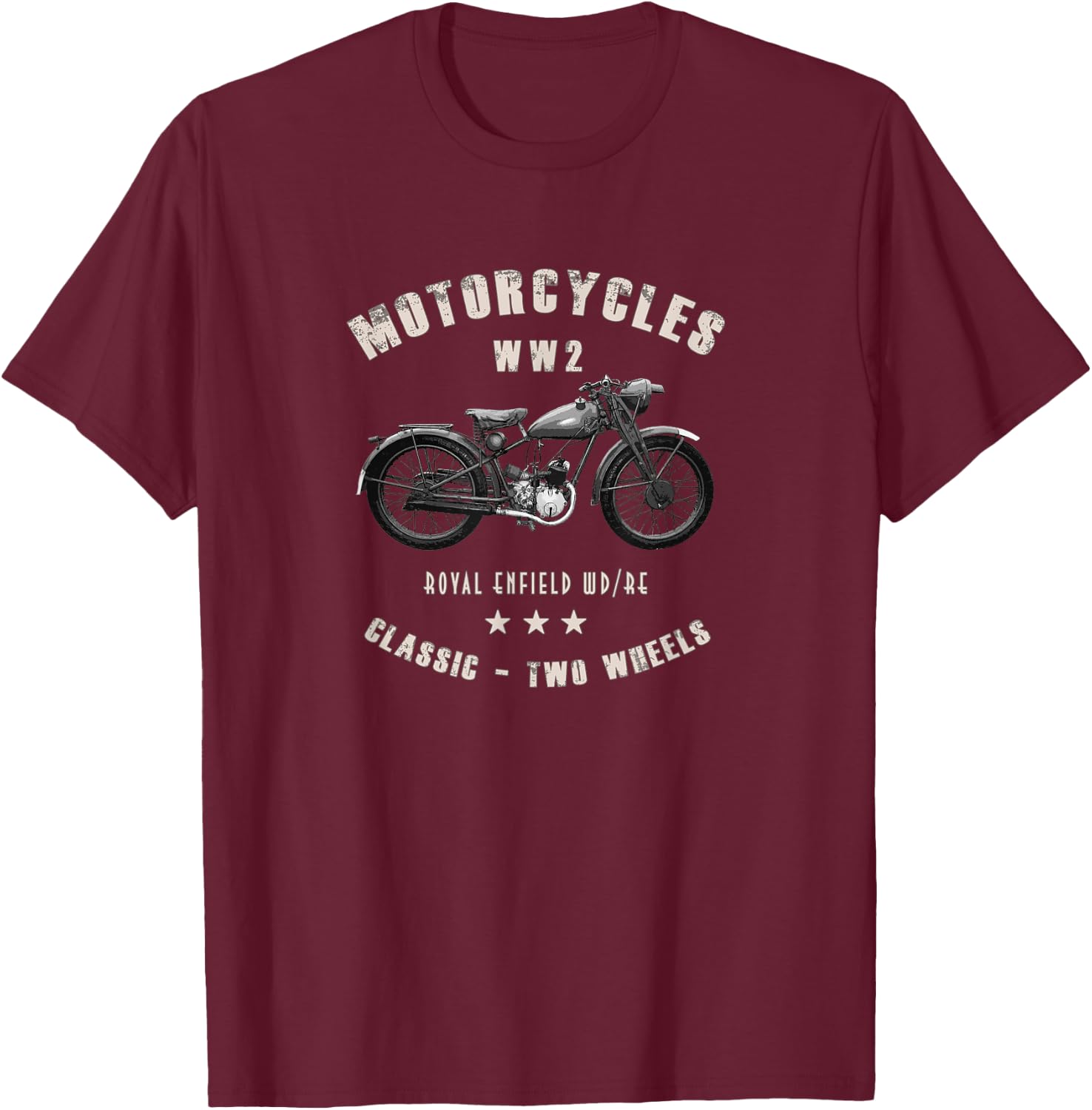 Royal Enfield WD / RE Classic Motorcycle WW2 T-Shirt - T-Shirt | Maroon