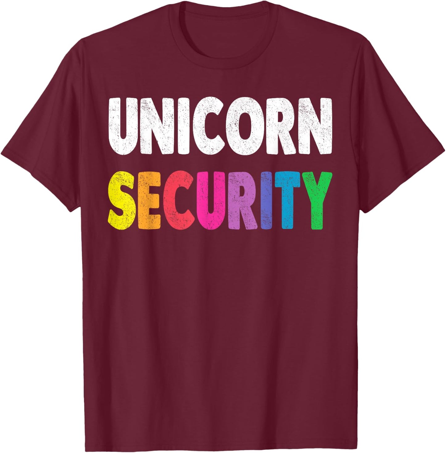 Halloween Dad Mom Daughter Adult Costume Unicorn Security T-Shirt - T-Shirt | Maroon