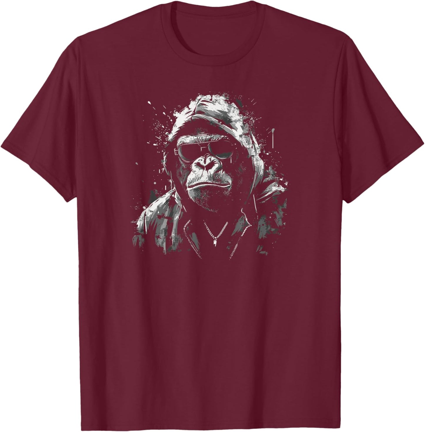 Angry Gorilla Face Growling Scary Silverback Gorilla T-Shirt - T-Shirt | Maroon