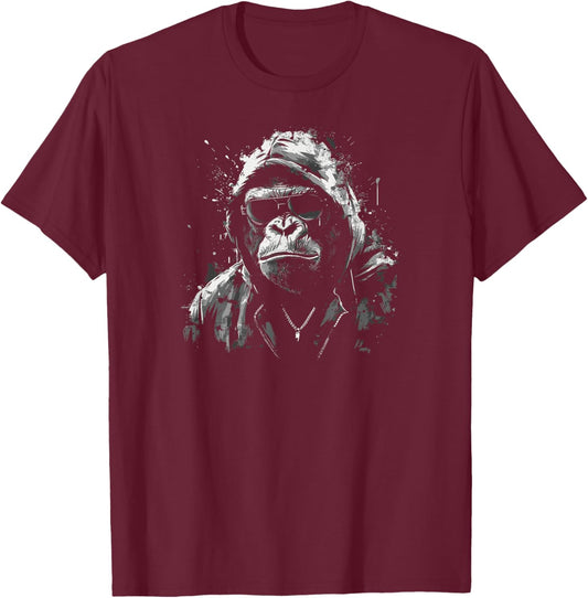 Angry Gorilla Face Growling Scary Silverback Gorilla T-Shirt - T-Shirt | Maroon
