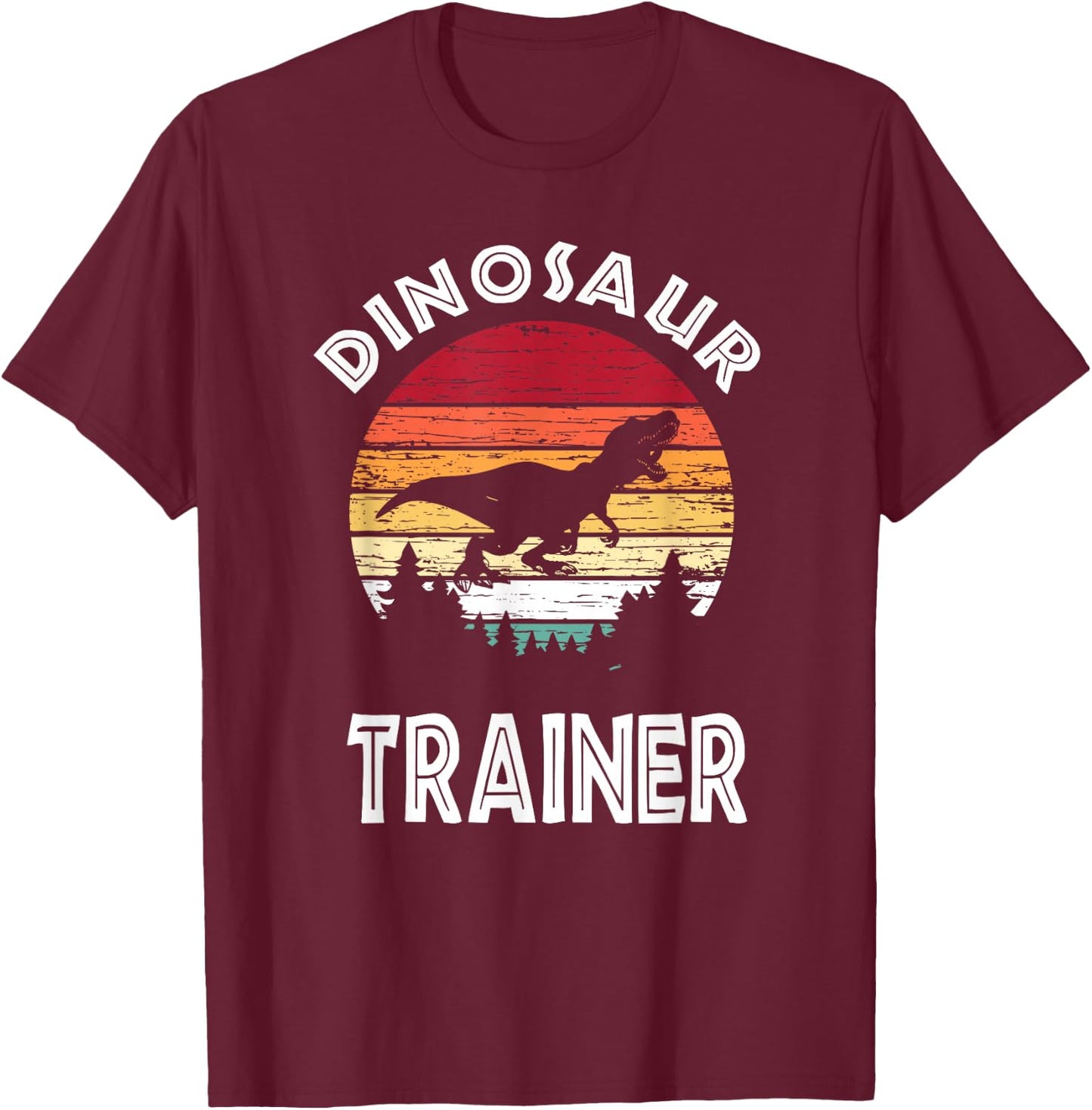 Retro Dinosaur Trainer Shirt, Family Halloween Costume T-Shirt - T-Shirt | Maroon