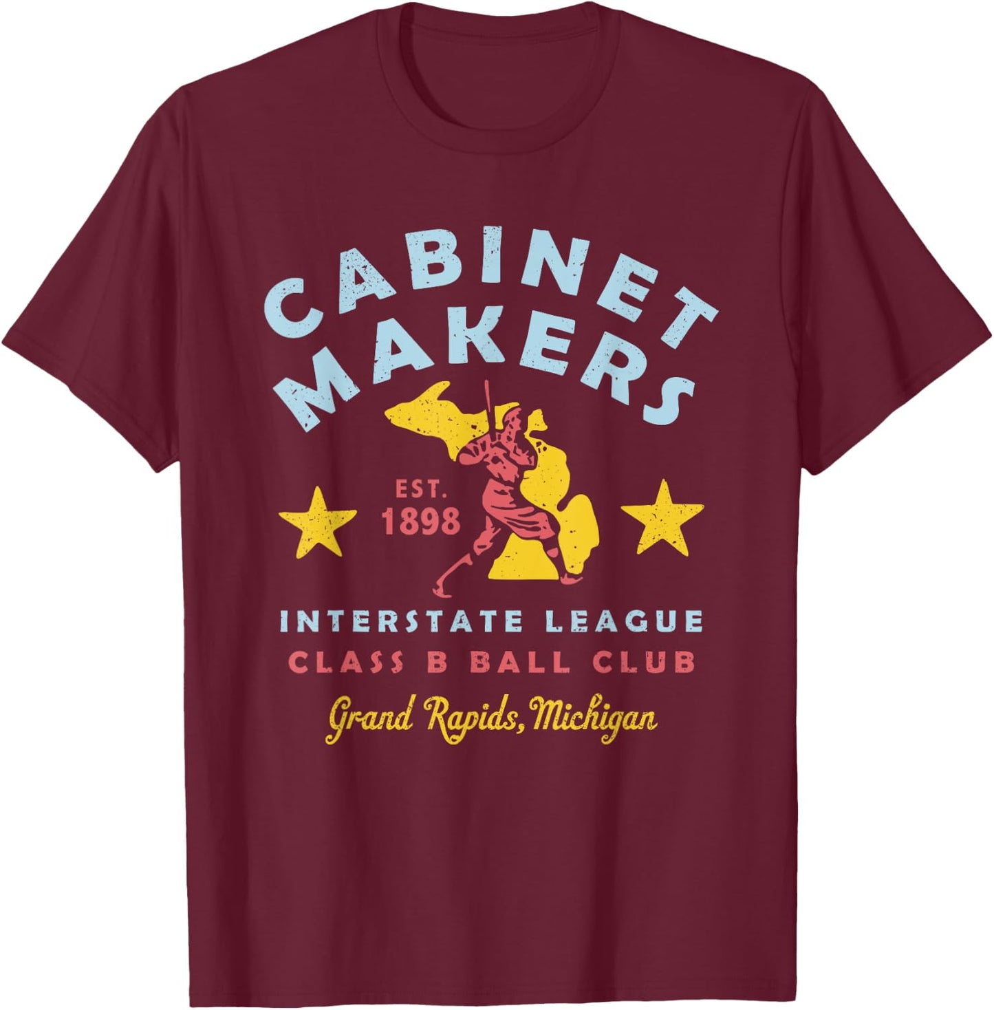 Grand Rapids Cabinet Makers Michigan Defunct Baseball T-Shirt - T-Shirt | Maroon