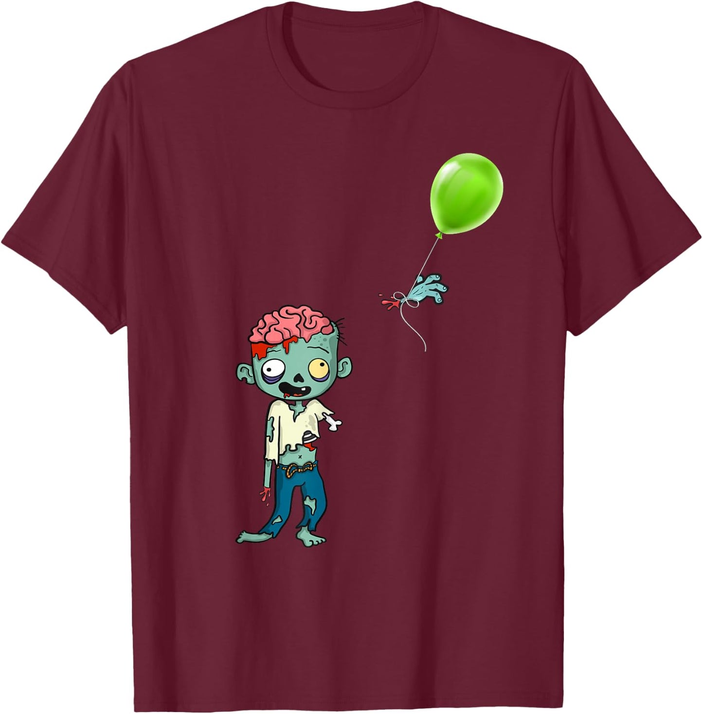 Zombie Birthday Balloon - Funny Cute Zombie Shirt T-Shirt - T-Shirt | Maroon