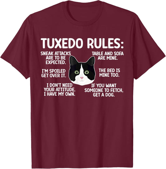 Tuxedo Cat Rules Tuxedo Cat Lover Tuxedo Cat Owner T-Shirt - T-Shirt | Maroon