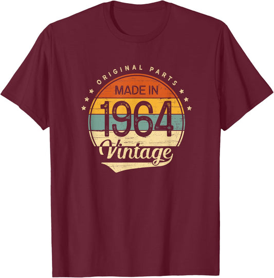 62nd Birthday Men Women Classic Vintage 1964 Original Parts T-Shirt - T-Shirt | Maroon