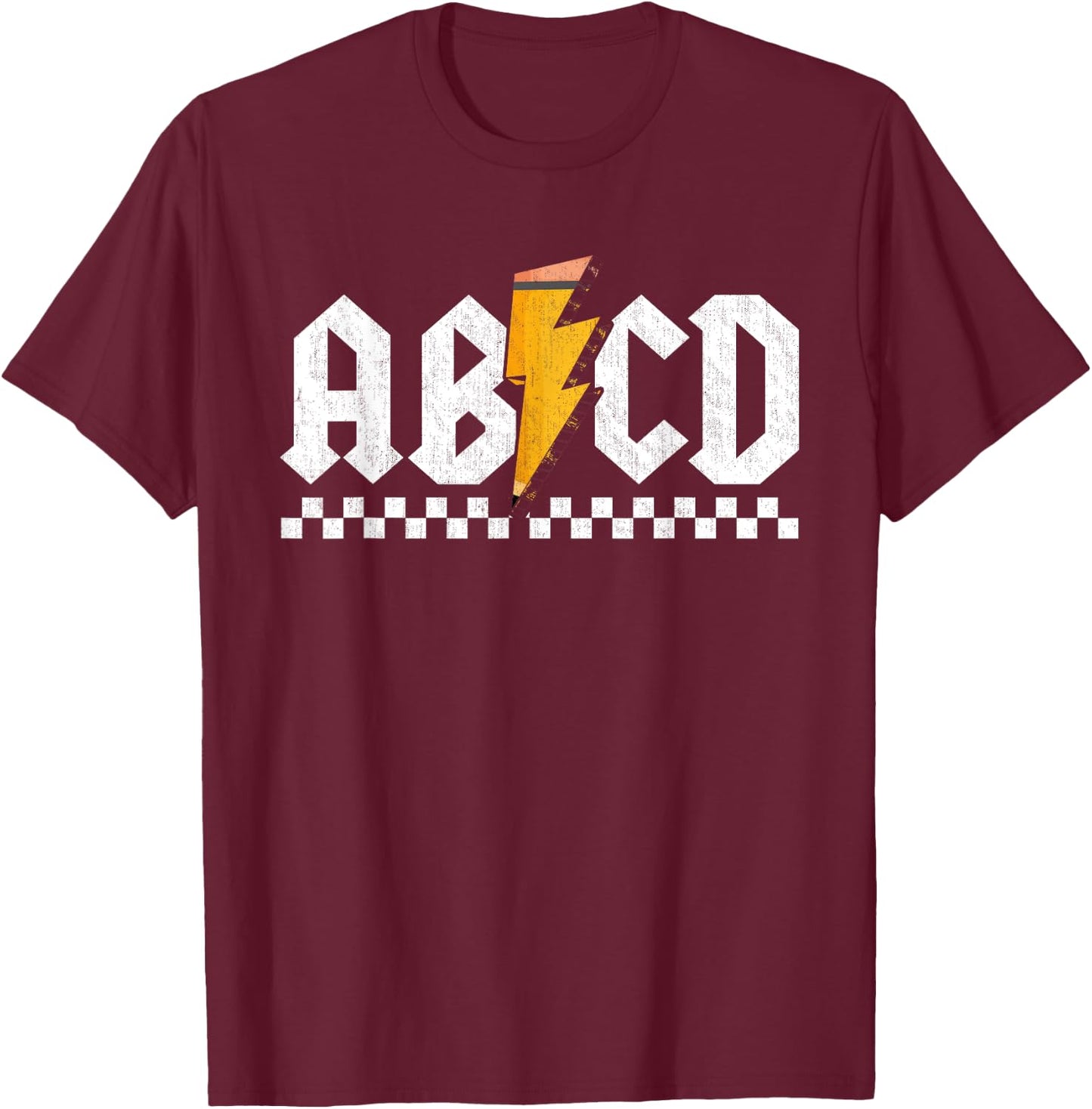 Lightning Pencil Rock'n Roll ABCD Teacher Back To School Kid T-Shirt - T-Shirt | Maroon
