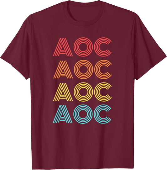 AOC Alexandria Ocasio-Cortez Green New Deal vintage retro T-Shirt - T-Shirt | Maroon