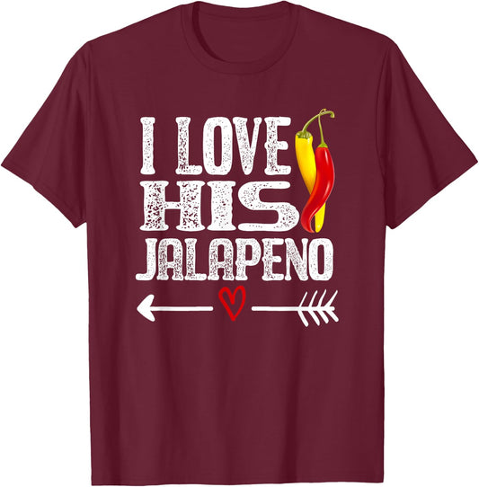 Mexican couple Cinco De Mayo I love his Jalapeno T-Shirt - T-Shirt | Maroon