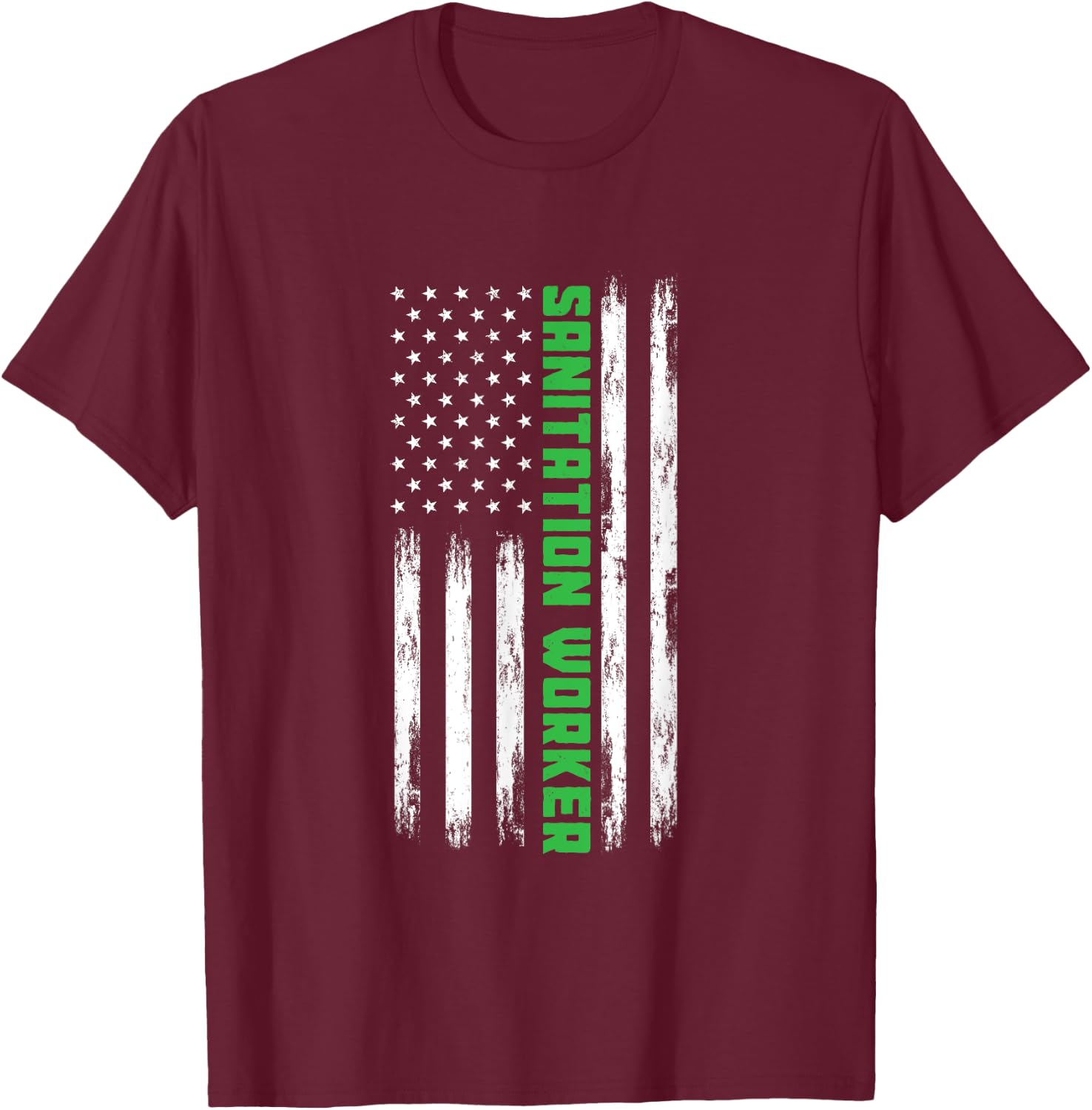 Sanitation Worker American Flag Funny Street Cleaner Men T-Shirt - T-Shirt | Maroon