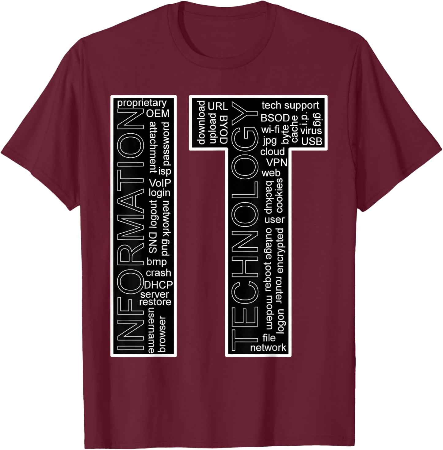 IT - Information Technology Vocabulary T-Shirt - T-Shirt | Maroon
