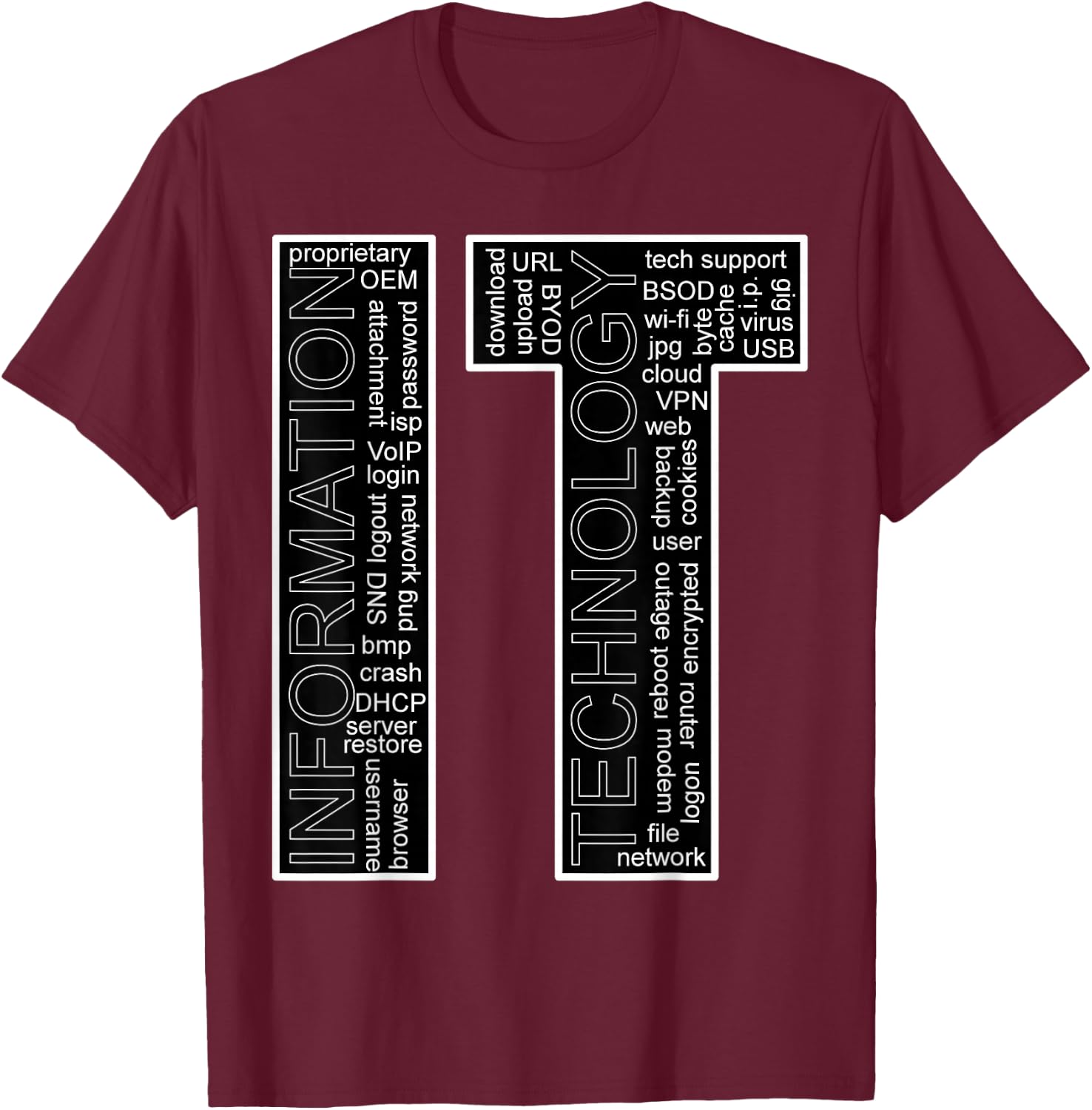 IT - Information Technology Vocabulary T-Shirt - T-Shirt | Maroon