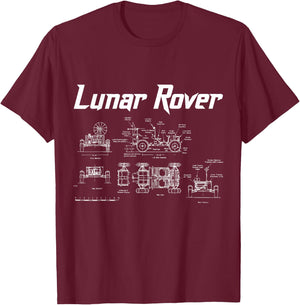 Lunar Rover Vehicle Blueprint Design Moon Landing T-Shirt - T-Shirt | Maroon